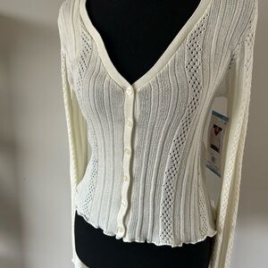 Aeropostale Off-White Button-Up Cardigan